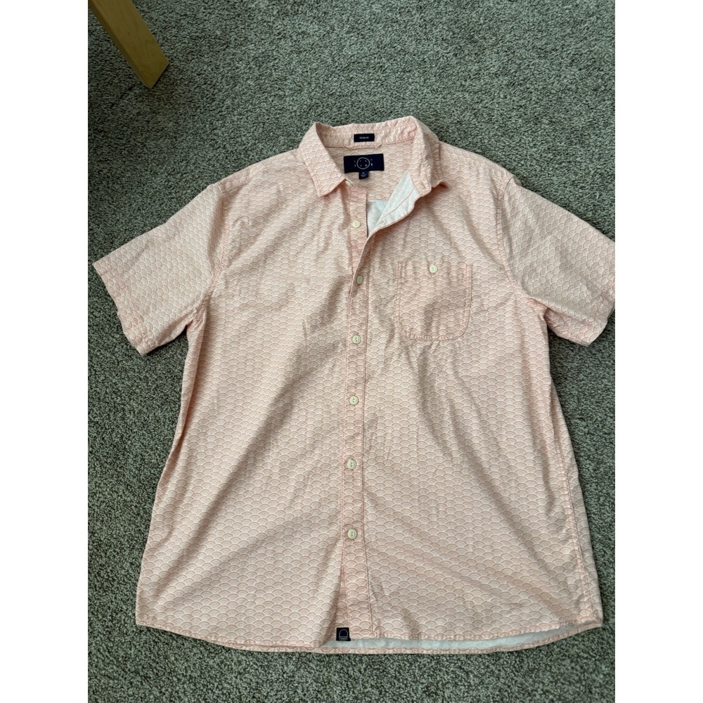 Even Tide Shirt Mens Large Even Tide Slim Geometric Button Up Short Sleeve Shirt